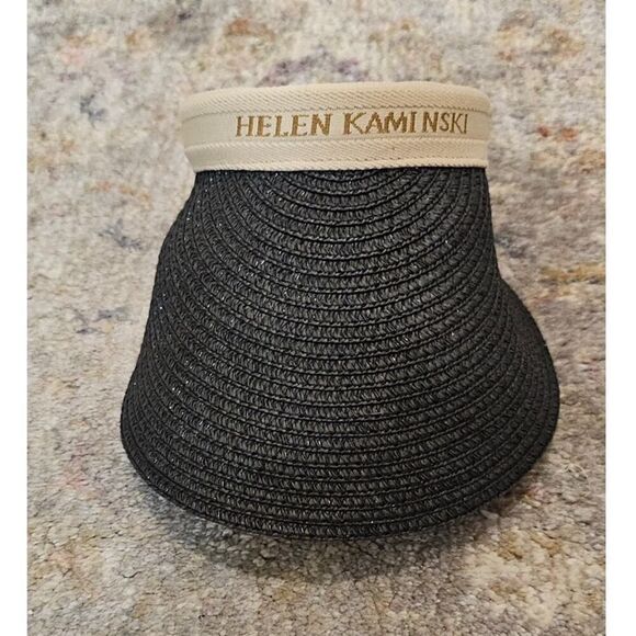 Helen Kaminski Black Straw Visor - Picture 1 of 3